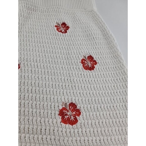 Wild Fable Skirt Small White Red Floral Embroidered Knit Crochet Mini Skirt Trop - Picture 8 of 8
